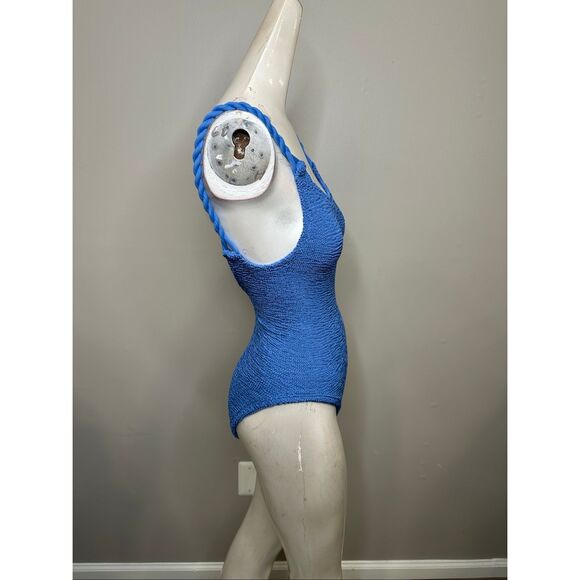 HUNZA G Camille Metallic Seersucker Swimsuit One Size $295 - Picture 8 of 9